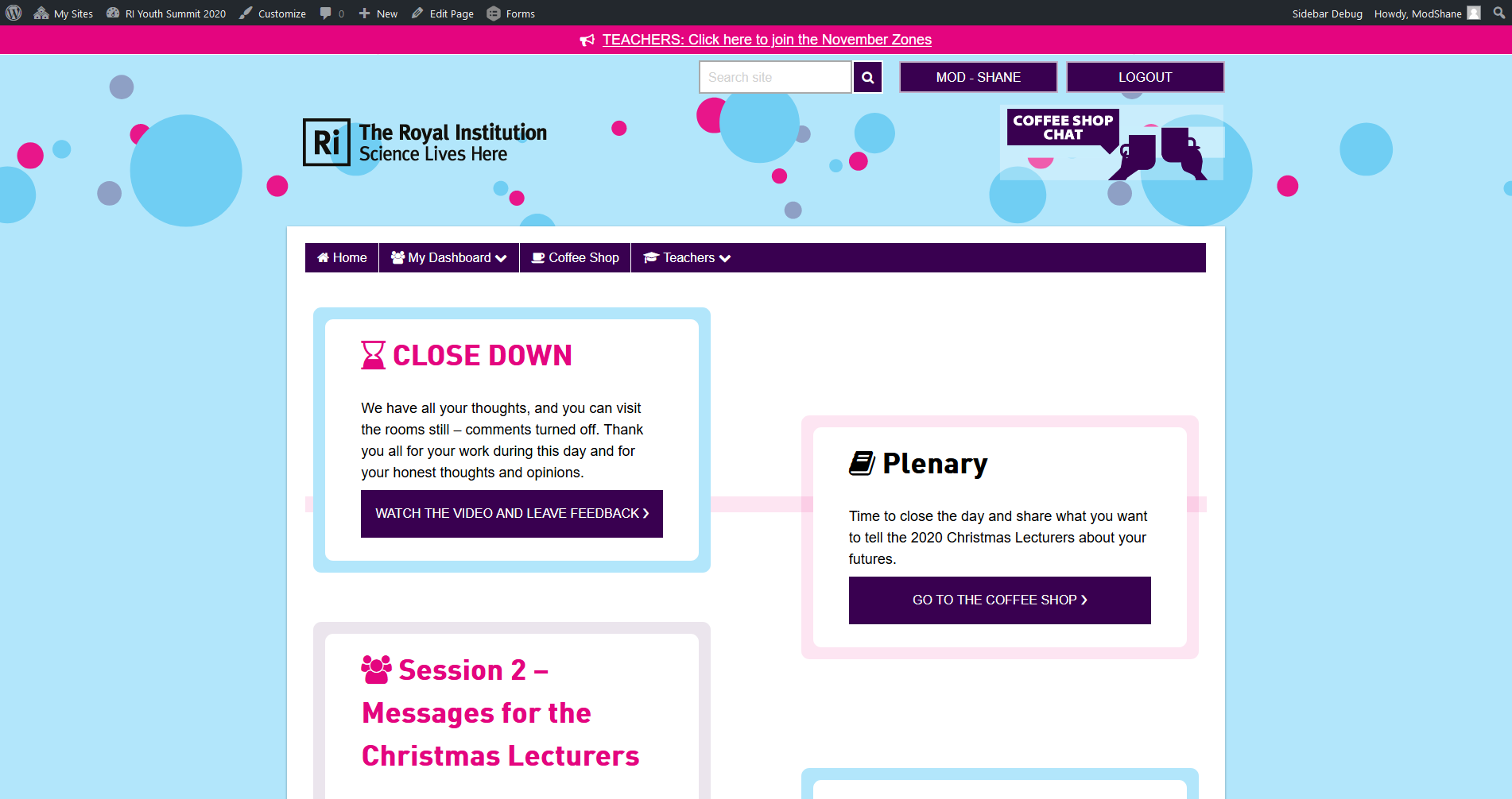 Screenshot of home page of RI Youth Summit